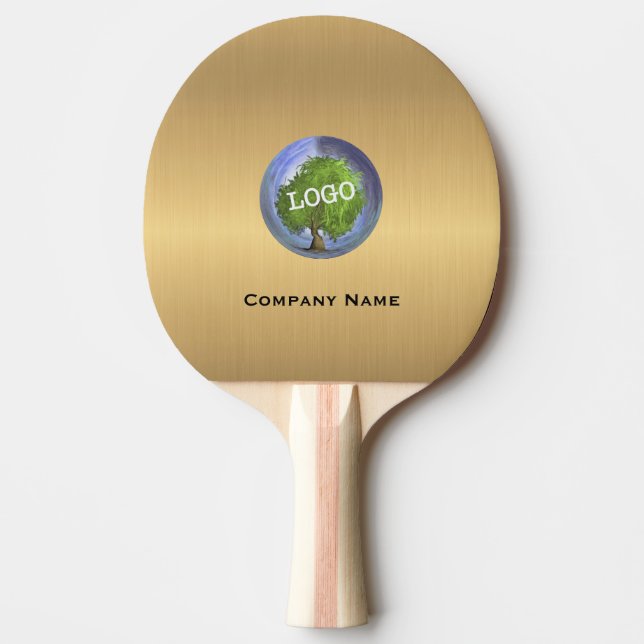 Pala De Ping Pong Oro de logotipo comercial (Anverso)