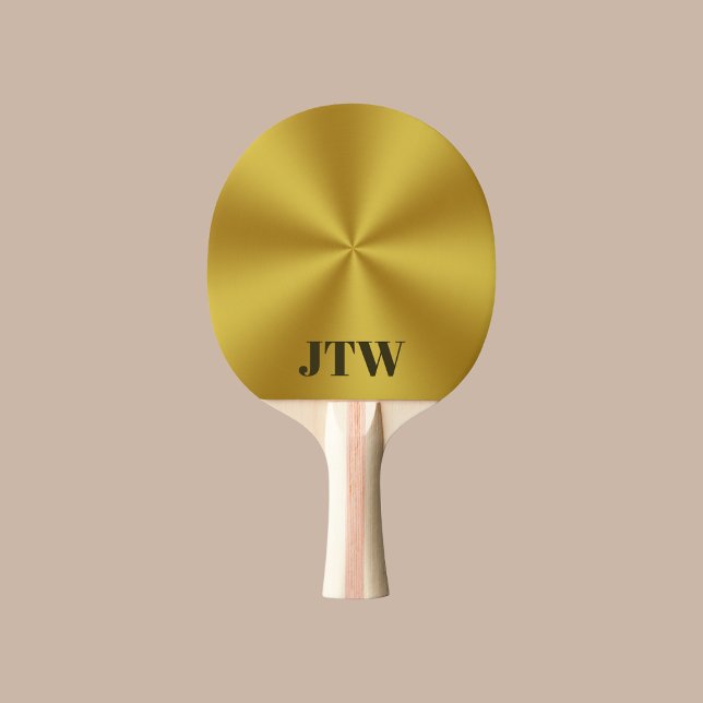 Pala De Ping Pong Oro elegante con plantilla de monograma (Subido por el creador)