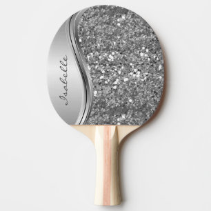 Pala De Ping Pong Oro Rosa Brillante Glam Bling Metal Personalizado