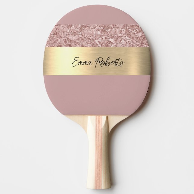 Pala De Ping Pong Oro Rosa Falso Rústico Moderno (Anverso)