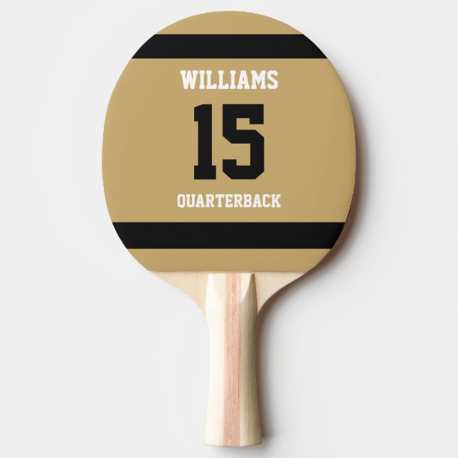 Pala De Ping Pong Oro y Negro Plano (Anverso)