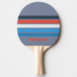 Pala De Ping Pong Oscuro Vintage a través de rayas con nombre