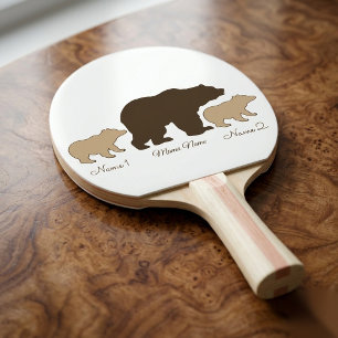 Pala De Ping Pong Oso Mama Personalizado Con 2 Nombres De Niños Rega