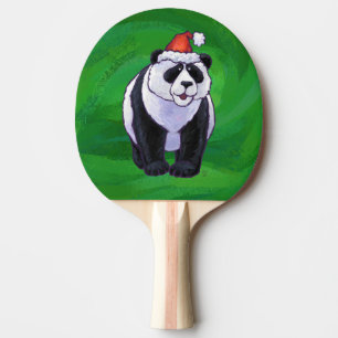 Pala De Ping Pong Oso Panda en Santa Hat en Green
