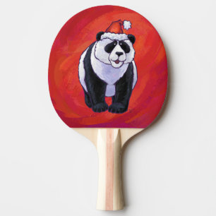 Pala De Ping Pong Oso Panda en Santa Hat en rojo