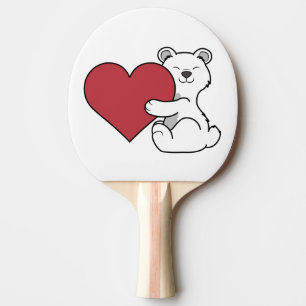 Pala De Ping Pong Oso polar del el día de San Valentín con el