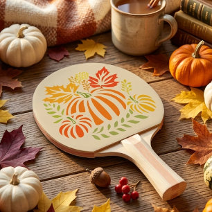 Pala De Ping Pong Otoño Calabaza Y Hojas Caídas