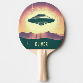 Pala De Ping Pong OVNI Vintage al Atardecer Personalizado