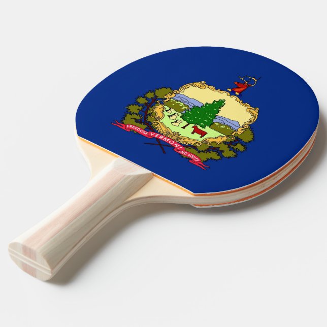 Pala De Ping Pong Paddle de ping pong con bandera de Vermont, EE.UU. (Ángulo frontal)