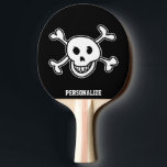 Pala De Ping Pong Paddle de ping pong para tenis de mesa<br><div class="desc">Nombre personalizado o monograma de ping pong para ping pong de ping-pong para jugar al ping-pong Idea de regalo para hombres y mujeres. Diseño de cráneo pirata con huesos cruzados. Color de fondo personalizado. Diversión para jugador y entrenador.</div>