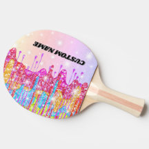 Paddle de ping pong purpurina arcoiris