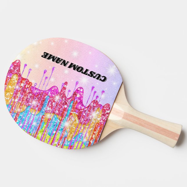 Pala De Ping Pong Paddle de ping pong purpurina arcoiris (Lateral)