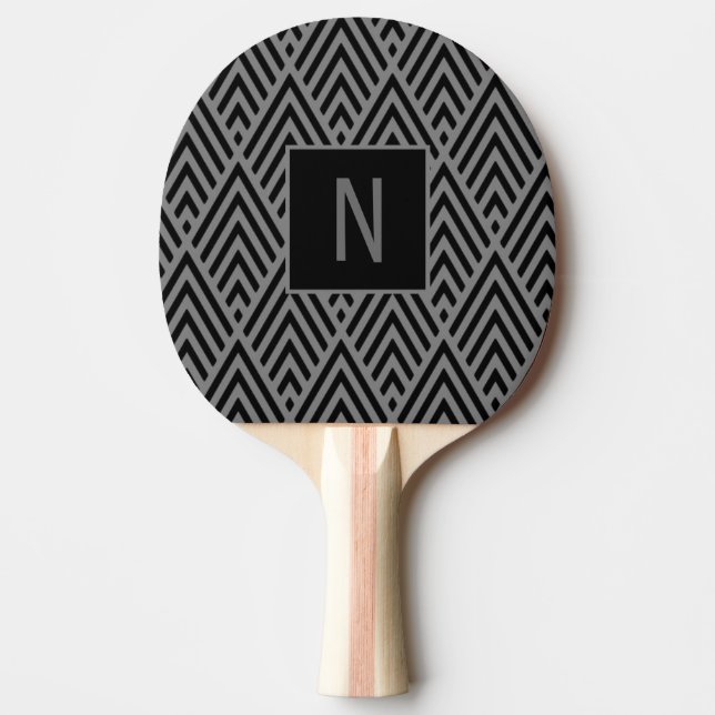 Pala De Ping Pong Paddle monograma de flecha gris (Anverso)