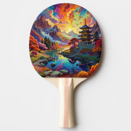 Pala De Ping Pong Pagoda y Paisaje Colorido Ping Pong Paddle