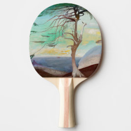 Pala De Ping Pong Paintaje paisajístico del árbol del cedro solitari