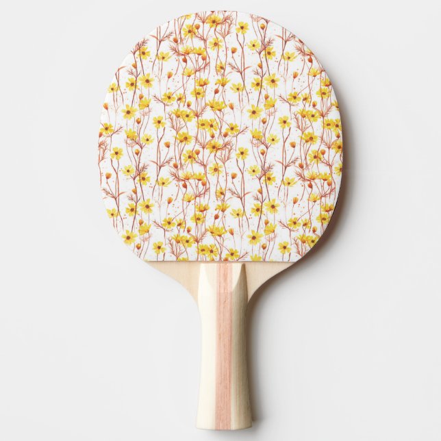 Pala De Ping Pong Painted Yellow Daisies (Anverso)