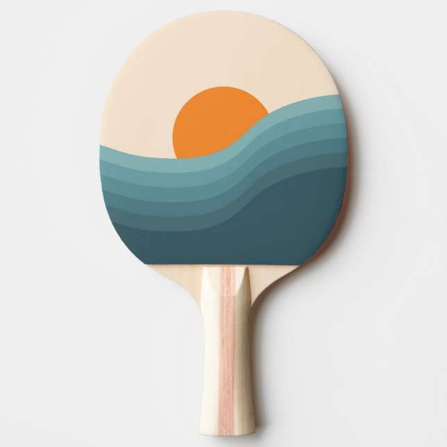 Pala De Ping Pong Paisaje abstracto de puesta de sol de estilo retro (Anverso)