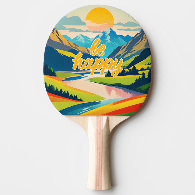 Pala De Ping Pong Paisaje de montaña Retro (Anverso)
