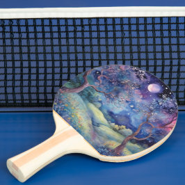 Pala De Ping Pong Paisaje Nocturno del Bosque Encantado bajo la Luz
