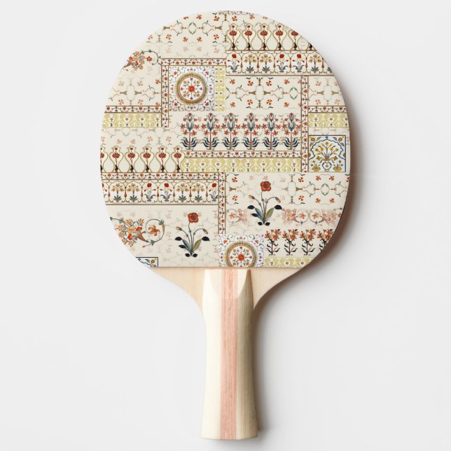 Pala De Ping Pong Paisley floral mogol: Elegancia digital étnica. (Anverso)