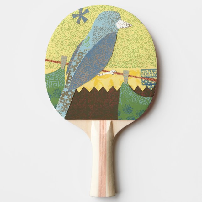 Pala De Ping Pong Pájaro colorido en un alambre (Anverso)