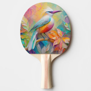 Pala De Ping Pong Pájaro de Fantasía de Pechuga Roja con Billar Rosa
