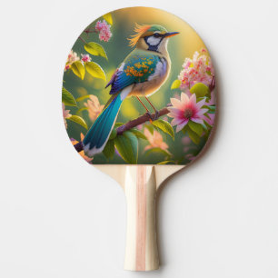 Pala De Ping Pong Pájaro de la Fantasía Verde azulada con Cabecera V