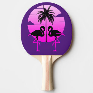 Pala De Ping Pong Pájaro de Silhouette rosa Flamingos