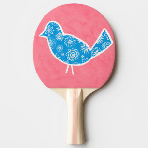 Pala De Ping Pong Pájaro decorativo con los modelos en fondo rosado