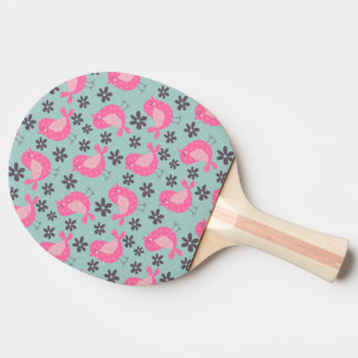 Pala De Ping Pong Pájaros y flores de polka