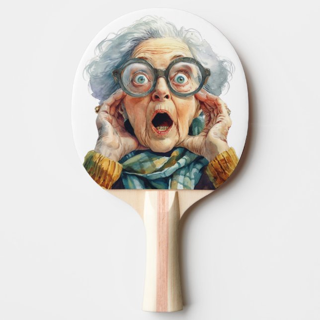 Pala De Ping Pong Paleta de Ping Pong con Cara de Sorpresa de Ancian (Anverso)