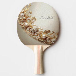 Pala De Ping Pong Paleta de Ping Pong con Floritura Dorada Ornamenta