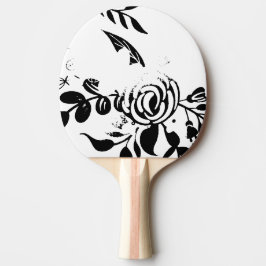 Pala De Ping Pong Paleta de Ping Pong Floral Desvaído Negro y Blanco