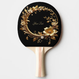 Pala De Ping Pong Paleta de Ping Pong Ornamental Floral Dorada