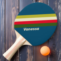 Paleta de Ping Pong Retro Rugby a Rayas con Nombre