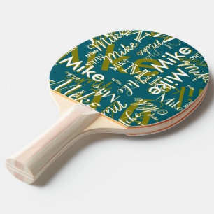 Pala De Ping Pong Paleta de tenis de mesa genial con nombre azul ver