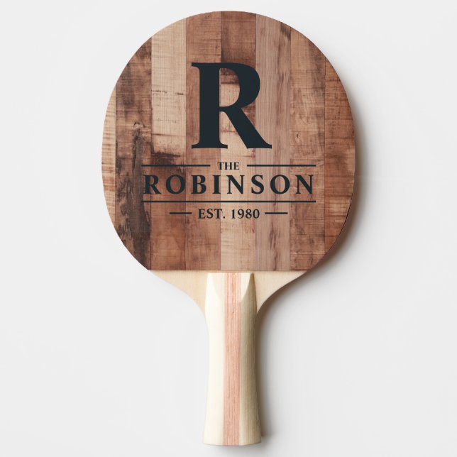 Pala De Ping Pong Pallet Wood Boards Family Name & Initial (Anverso)