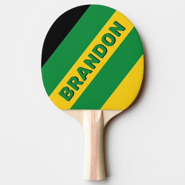 Pala De Ping Pong Palm trópica retro negrita con nombre (Reverso)