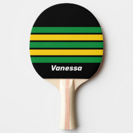 Pala De Ping Pong Palma Tropical Retro a través de Rayas con Nombre