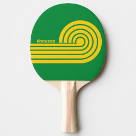 Pala De Ping Pong Palma Tropical Retro de Doble Rizo con Nombre