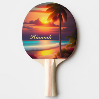Pala De Ping Pong Palme am Strand bei Sonnenuntergang