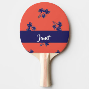 Pala De Ping Pong Palmeras azules en rosa