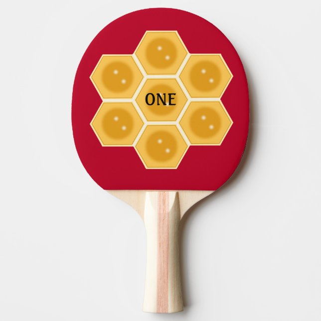 Pala De Ping Pong Panal moderno sobre rojo burdeos (Anverso)