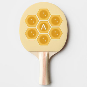Pala De Ping Pong Panal moderno y monograma sobre marfil