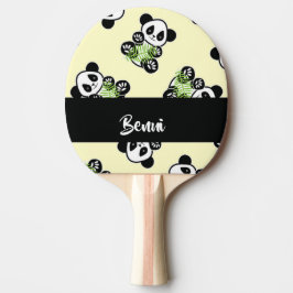 Pala De Ping Pong Panda bear with green bamboo leaves