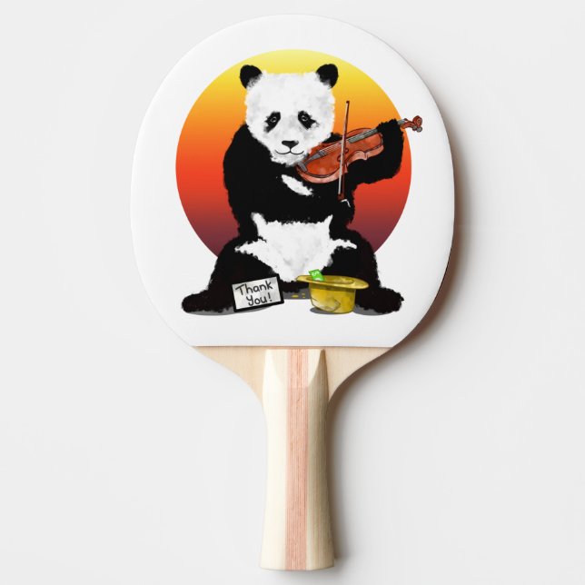 Pala De Ping Pong Panda Busking Jugando un Violín (Anverso)