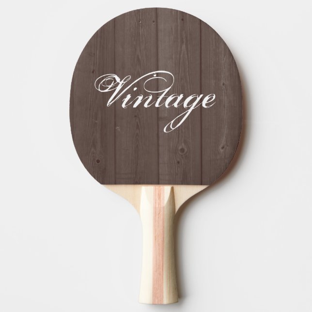 Pala De Ping Pong Panel de grano de madera marrón vintage ping pong  (Anverso)