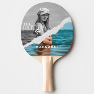Pala De Ping Pong Pantalla retro de fotografía retratada en blanco y