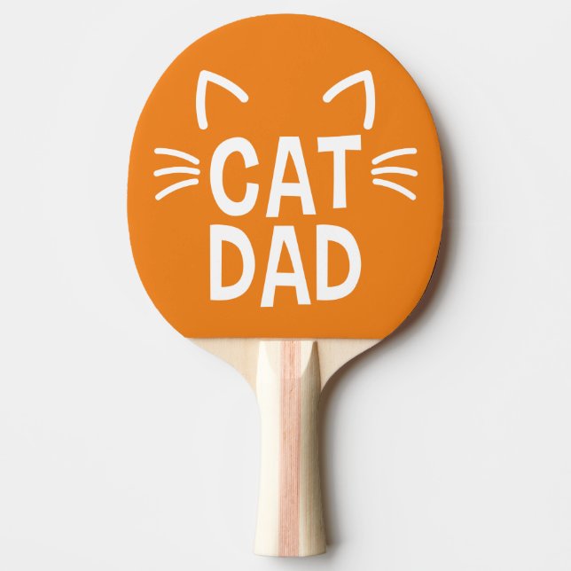 Pala De Ping Pong Papá Gato Con Oídos Y Whiskers (Anverso)