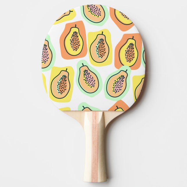 Pala De Ping Pong Papaya dibujada a mano: Patrón de cosecha creativa (Anverso)
